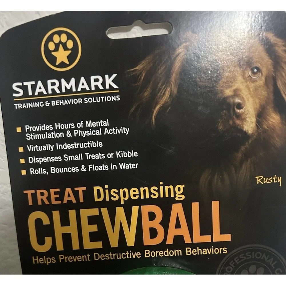 TWO StarMark Everlasting Medium Large Treat Dispensing Chew Balls Rubber Dog Toy